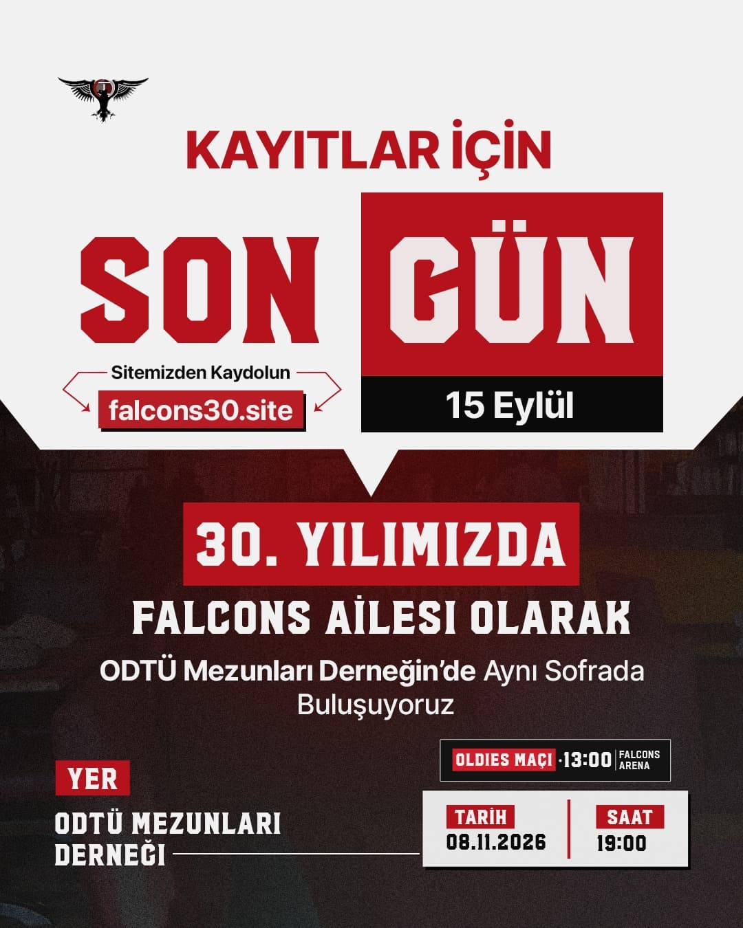 METU Falcons 30. yıl etkinlik afişi